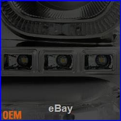 Fit GAZE 07-13 Silverado Halo Projector SMD LED Smoke Headlights + Slim 8K HID