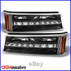 Fits 03-06 Chevy Silverado Avalanche LED Bumper Lights Turn Signal Lamps Black
