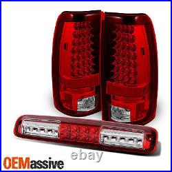 Fits 03-06 Silverado Sierra 1500 2500HD 3500 Red Clear LED Tail Lights+3rd Brake