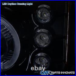 Fits 03-07 Silverado Avalanche Glossy Black Bumper+Halo Projector Headlights Set