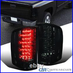 Fits 07-14 Chevy Silverado Pickup Smoke Lens LED Tail Lights Tinted Brake Lamps