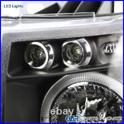 Fits 07-14 Silverado 1500 2500HD 3500HD Pickup Black Halo Projector Headlights