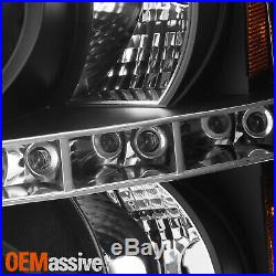 Fits 07-14 Silverado Pickup Truck Black Bezel Dual Halo Projector Headlights