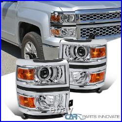 Fits 14-15 Chevy Silverado 1500 Clear Projector Headlights with Amber Corner Lamps