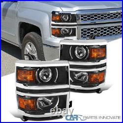 Fits 14-15 Chevy Silverado 1500 Matte Black Projector Headlights with Corner Lamps