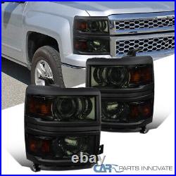 Fits 14-15 Chevy Silverado 1500 Smoke Projector Headlights with Amber Corner Lamps