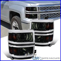Fits 14-15 Chevy Silverado 1500 Smoke Projector Headlights with Amber Corner Lamps