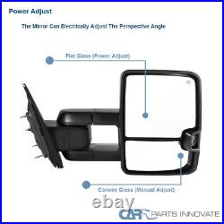 Fits 14-18 Silverado Sierra Power Heat Extend Silver Tow Side Mirrors+LED Signal