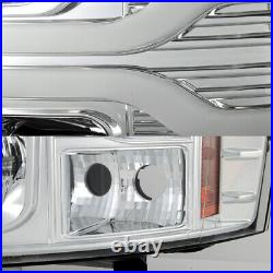 Fits 2007-2013 Chevy Silverado Dual DRL LED Tube Chrome Projector Headlights