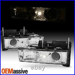 Fits 88-98 C/K C10 Full Size Pickup Truck Chrome Clear Projector Headlights Pair