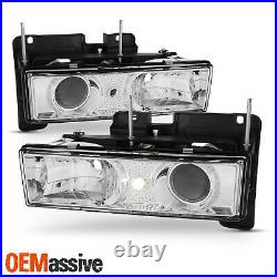 Fits 88-98 C/K C10 Full Size Pickup Truck Chrome Clear Projector Headlights Pair
