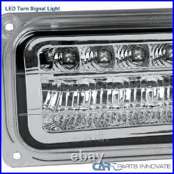 Fits 94-98 C10 Silverado Clear Lens Projector Headlights+LED Bumper+Corner Lamps