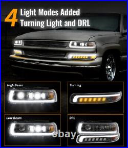 Fits 99-02 Chevy Silverado 00-06 Suburban Tahoe LED Headlights Turn Signal Lamps