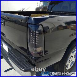 Fits 99-02 Chevy Silverado GMC Sierra Glossy Black LED Tail Lights Brake Lamps