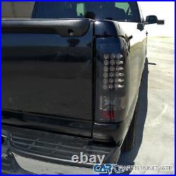 Fits 99-02 Chevy Silverado GMC Sierra Glossy Black LED Tail Lights Brake Lamps