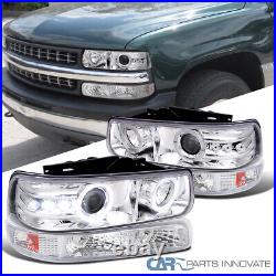 Fits 99-02 Silverado 00-02 Tahoe Suburban Halo Projector Headlights+Bumper Lamps