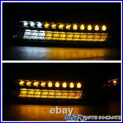 Fits 99-02 Silverado 00-06 Suburban Black Projector Headlights+LED Bumper Lamps