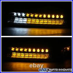 Fits 99-02 Silverado 00-06 Suburban Black Projector Headlights+LED Bumper Lamps
