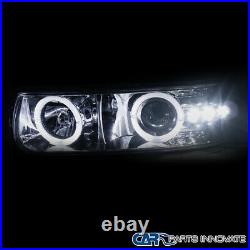 Fits 99-02 Silverado 00-06 Suburban Clear Projector Headlights+LED Bumper Lamps