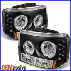 Fits 99-02 Silverado 00-06 Suburban Tahoe 1PC Black LED Headlights Signal Lamps