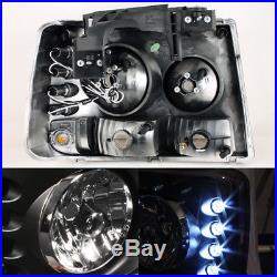 Fits 99+ Silverado Suburban Tahoe 1Pc LED Headlights WithBumper+Sport Chrome Grill