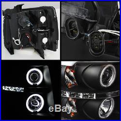 Fits Black 07-13 Silverado Truck Dual CCFL Halo Projector LED Headlights Lamps