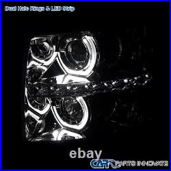 Fits Chevy 07-14 Silverado LED U Ring Halo Clear Projector Headlights Left+Right