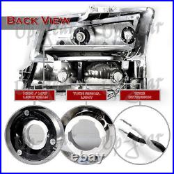 For 02-06 Chevy Avalanche /03-07 Silverado LED DRL Black Headlights+Bumper Lamp