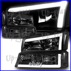 For 02-06 Chevy Avalanche /03-07 Silverado LED DRL Smoke Headlights+Bumper Lamp