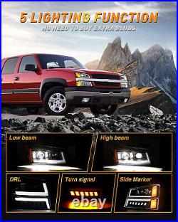 For 03-06 Chevy Silverado 2500 LED Headlights WithDRL Turn Signal Side Marker Lamp