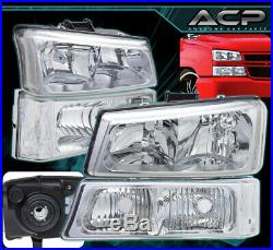 For 03-06 Chevy Silverado Avalanche Front Driving Chrome Headlight Signal Pair