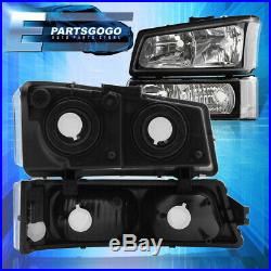 For 03-06 Chevy Silverado Black Replacement Head Lights + Signal Bumper Lamps