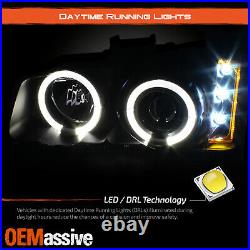 For 03-06 Chevy Silverado LED Halo DRL Projector Headlights + OE Smoke Fog Light