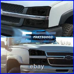 For 03-06 Chevy Silverado Smoked Clear Corner Head Lights + Signal Bumper Lamps