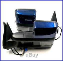 For 03-06 Silverado Painted Blue Tow Power+Heated+Smoked LED Turn Signal Mirrors
