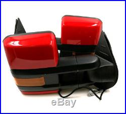 For 03-06 Silverado Painted Red Tow Power+Heated+Amber LED Turn Signal Mirrors