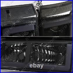 For 03-07 Chevy Silverado/02-06 Avalanche LED Bar Smoke Headlights+Bumper Lamps