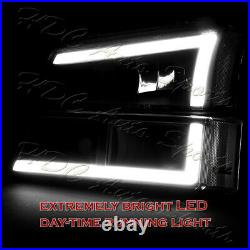 For 03-07 Chevy Silverado/02-06 Avalanche LED DRL Smoke Headlights+Bumper Lamps