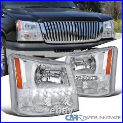 For 03-07 Chevy Silverado Avalanche Clear Headlights Bumper Lamps+SMD LED Strip