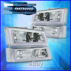 For 03-07 Chevy Silverado LED DRL Chrome Housing Clear Lens Reflector Headlights