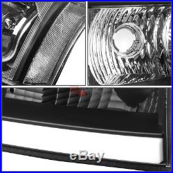 For 03-07 Silverado L+r Black Clear Led Drl Bumper Headlights+turn Signal Pair