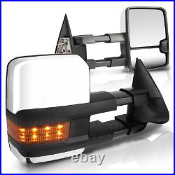 For 03-07 Silverado/Sierra Manual Extended Chrome Towing Mirror+LED Turn Signal