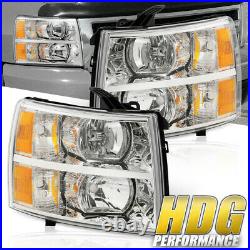 For 07-13 Chevrolet Silverado Headlight Lamp Clear Lens Amber Side Reflectors