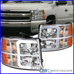 For 07-13 Chevy Silverado 1500 2500HD 3500HD Headlights Lamps+LED Light Bar Tube