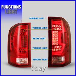 For 07-13 Chevy Silverado 1500 2500 3500 LED Sequential Tail Lights Chrome Red