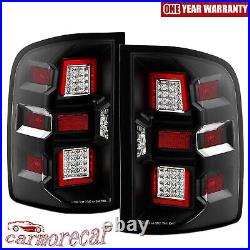 For 07-13 Chevy Silverado 1500 2500 HD 3500HD Black Full LED Tail Lights Lamps