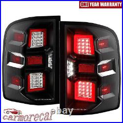 For 07-13 Chevy Silverado 1500 2500 HD 3500HD Black Full LED Tail Lights Lamps