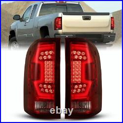 For 07-13 Chevy Silverado 1500 2500 LED Red Tube Tail Lights Lamps Sequential