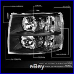 For 07-13 Chevy Silverado Black Housing Headlight+clear Turn Signal Bumper Lamp