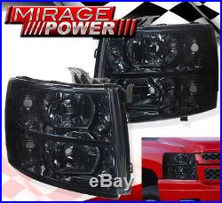 For 07-13 Chevy Silverado Chrome Amber Headlamp LED Tail Lights 3Rd Brake Flood